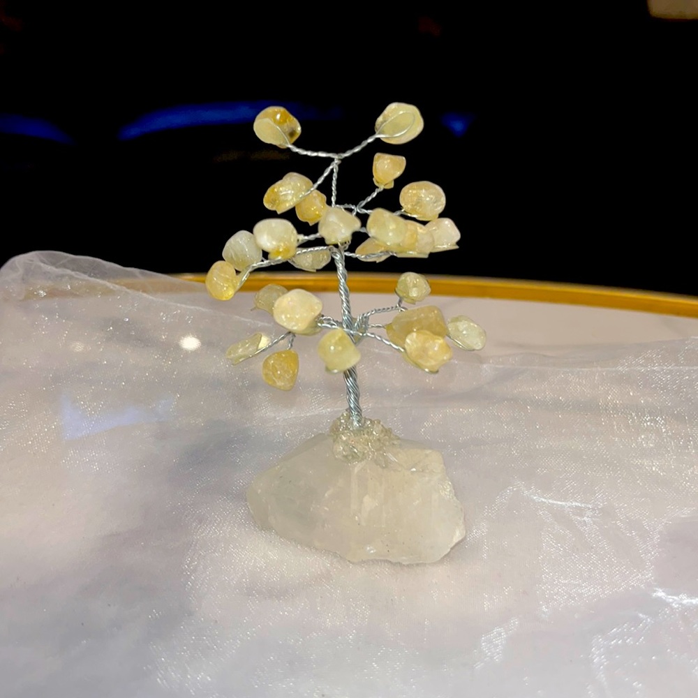 White Crystal Quartz and Yellow Citrine Crystal Tree